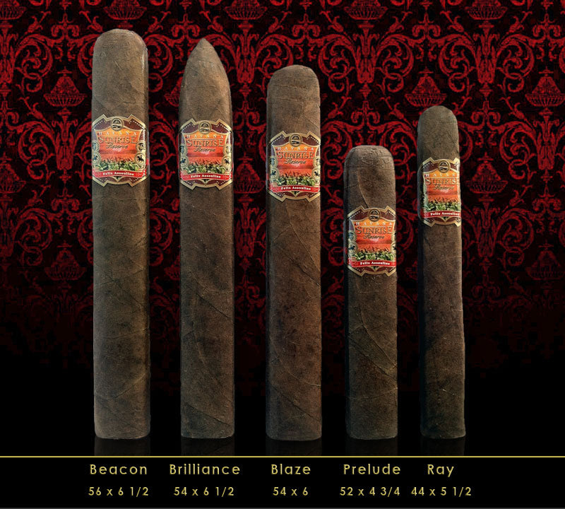 The Havana Sunrise Reserve sizes standing side by side, each named beneath