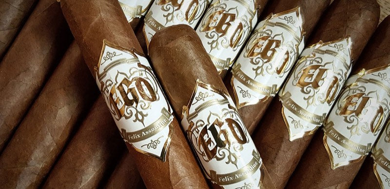 EGO White cigars in a row, banded in white and gold