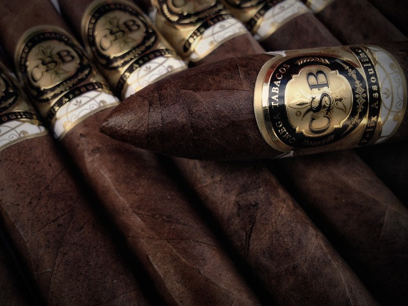 CSB Habano cigars with medallion bands stamped Omega Tabacos